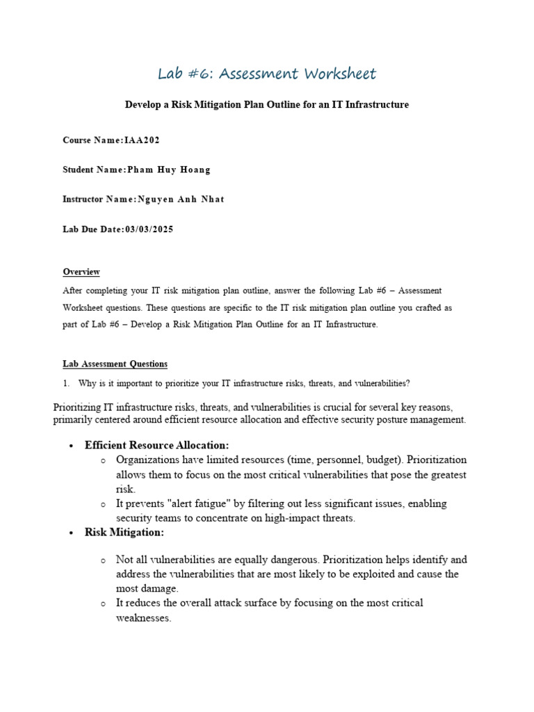 IT Risk Mitigation Plan Overview | PDF | Security | Computer Security