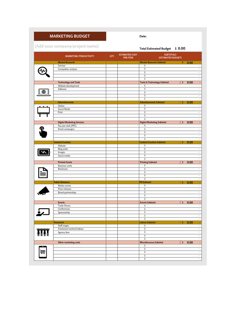 Marketing Budget Template | PDF | Digital Marketing | Marketing