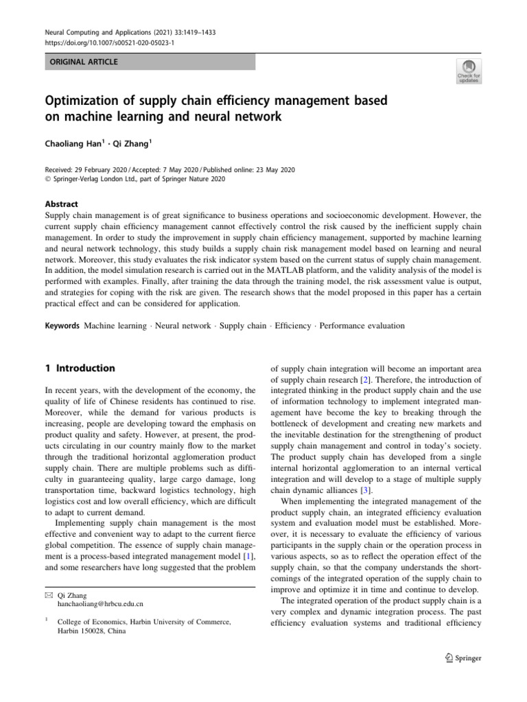 Supply Chain Efficiency via Machine Learning | PDF | Supply Chain | Risk