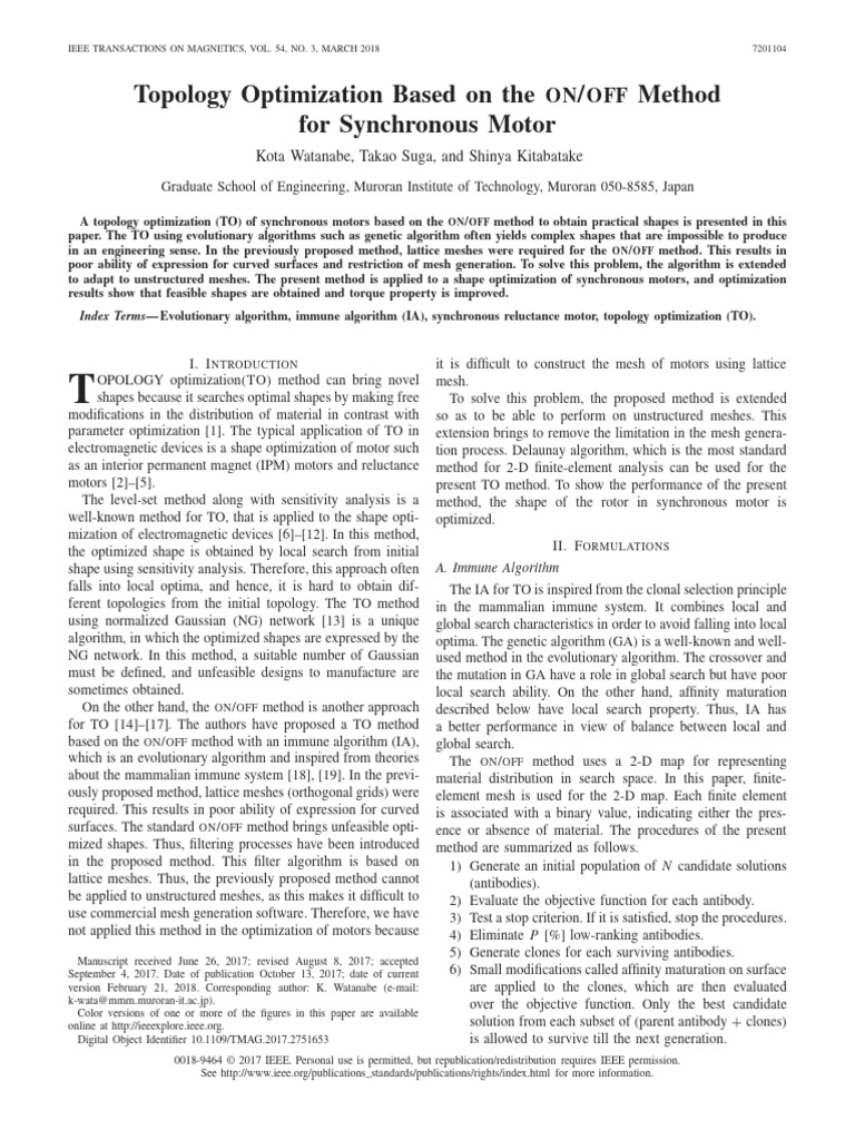 Topology Optimization Based On The On OFF Method For Synchronous Motor ...