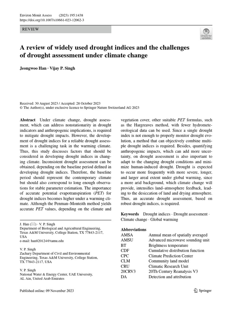 A Review of Widely Used Drought Indices | PDF | Drought | Climate