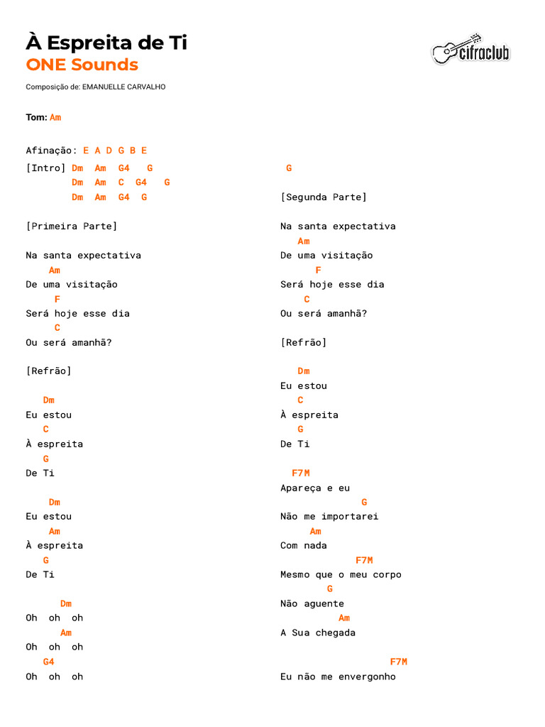 À Espreita de Ti - Letra e Cifras | PDF