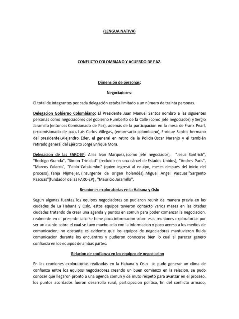 Negociación del Acuerdo de Paz en Colombia | PDF | Paz | Relaciones ...