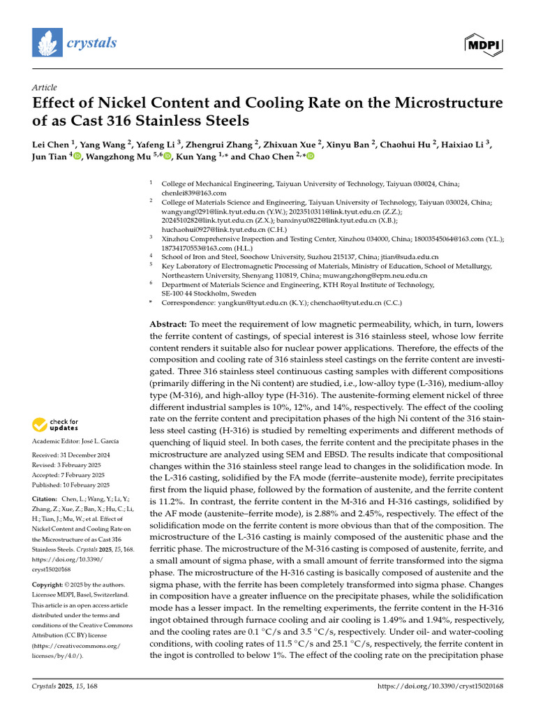 Effect of Nickel Content and Cooling Rate On The Microstructure of As ...