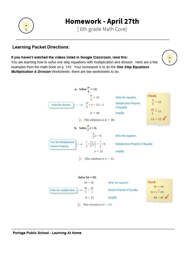 MS Math - 6 Core - PRINTABLE - Week 2 | PDF