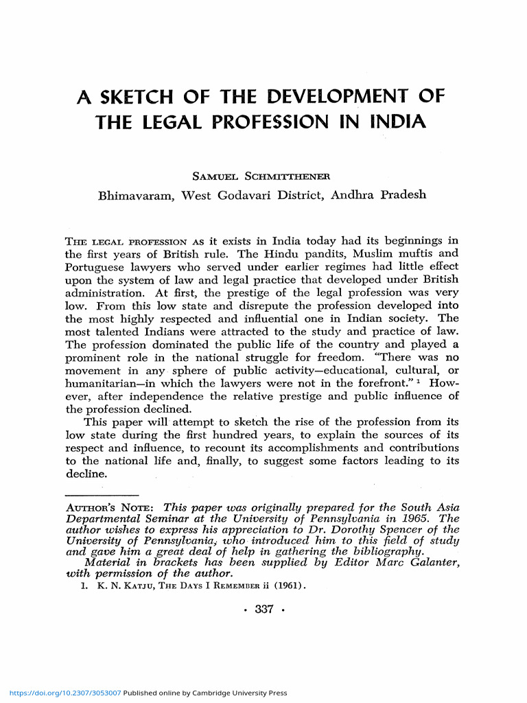 A Sketch of the Development of the Legal Profession in India (1) | PDF ...