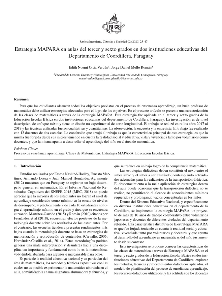 Estrategia MAPARA en Matemáticas Escolar | PDF | Enseñando | Educación ...