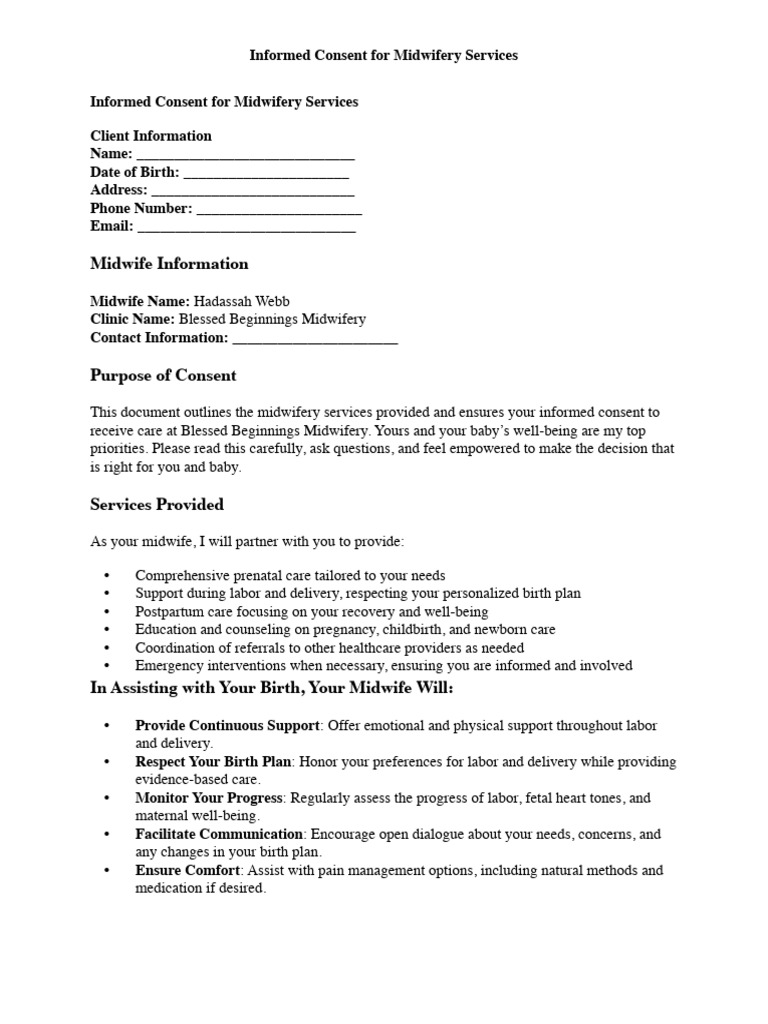 Infromed Consent Document | PDF | Childbirth | Midwife