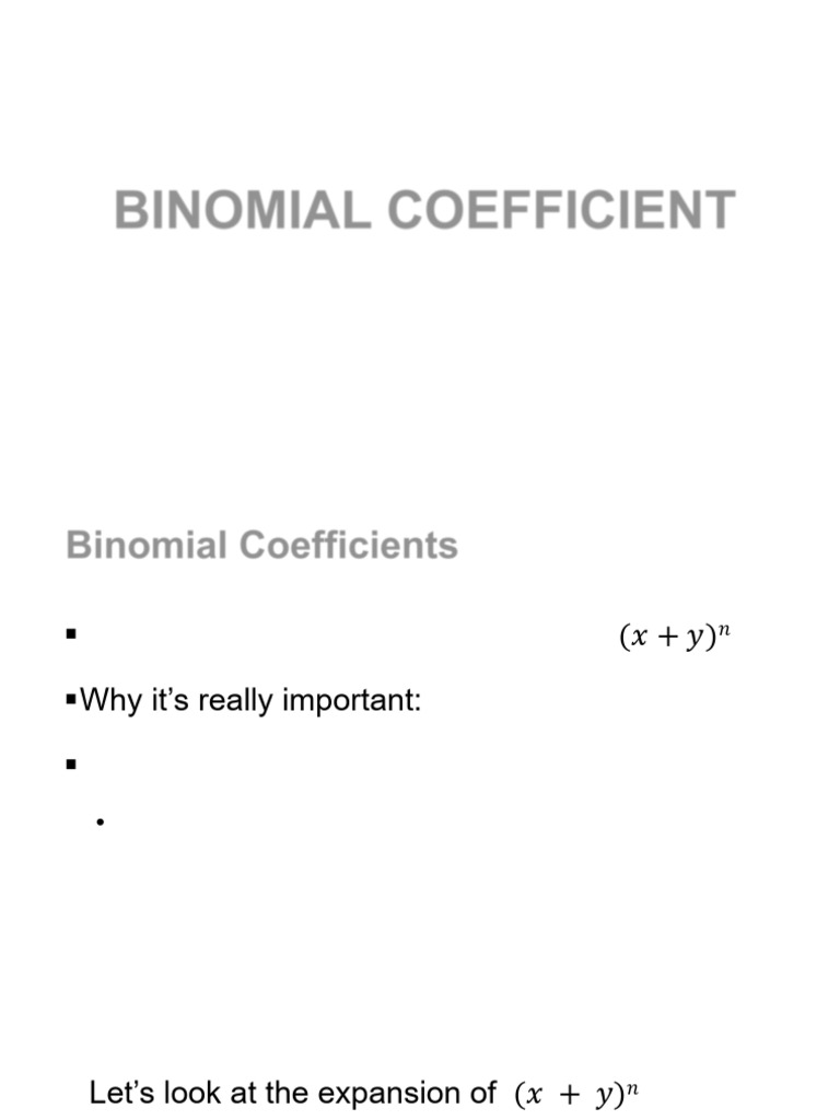 Binomial Theorem and Coefficients | PDF | Mathematical Objects | Algebra