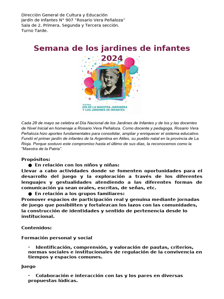 Semana de los Jardines 2024 | PDF | Educación de la primera infancia ...