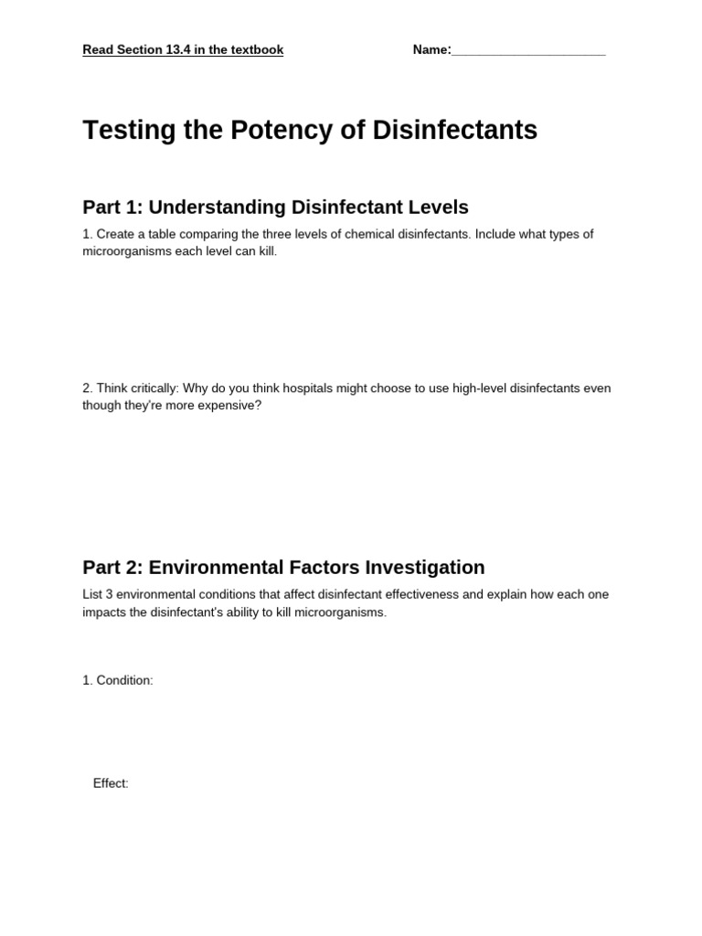 Disinfectant Potency Testing Methods | PDF
