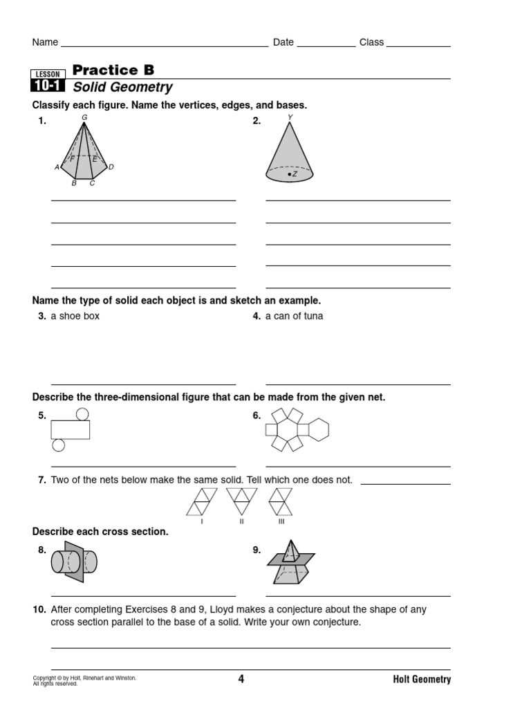 Practice B: Solid Geometry | PDF | Sphere | Shape