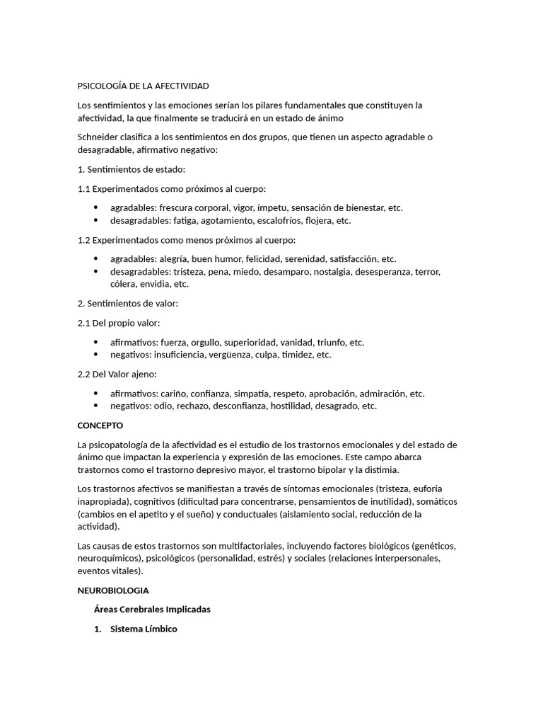 Psicología de La Afectividad | PDF | Las emociones | Depresión (estado ...
