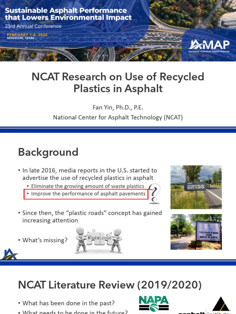 NCAT Research On Use of Recycled Plastics in Asphalt | PDF | Road ...