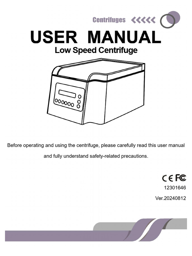 Low Speed Centrifuge User Manual | PDF | Sterilization (Microbiology ...