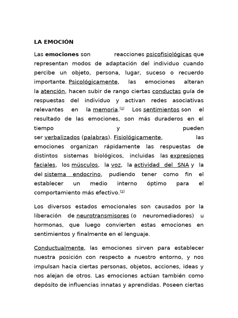 La Emoción | PDF | Las emociones | Ciencia cognitiva