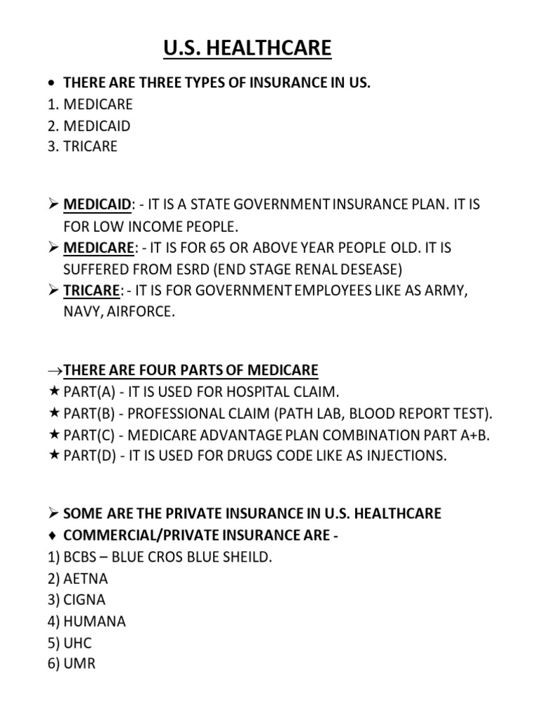 Overview of U.S. Healthcare Insurance | PDF | Health Maintenance ...