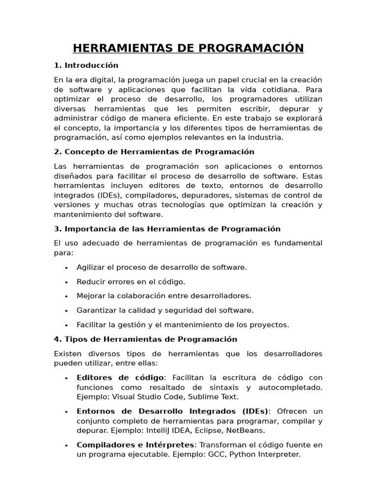 Qué son las herramientas de programación | PDF | Entorno de desarrollo ...