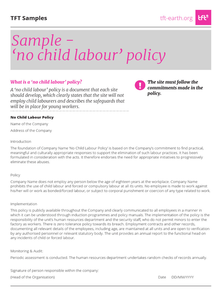 No Child Labour Policy Overview | PDF