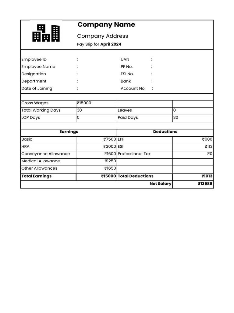 April 2024 Salary Slip | PDF