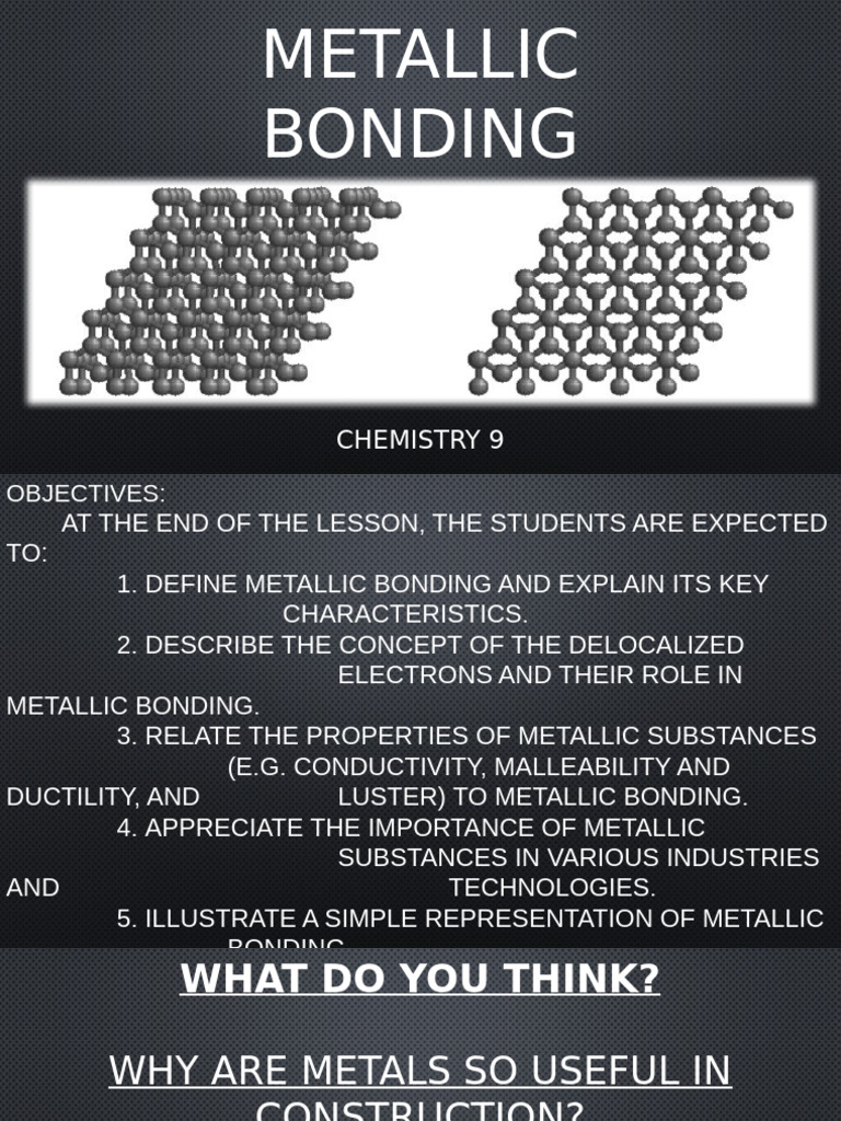 Understanding Metallic Bonding Basics | PDF | Chemical Bond | Electron