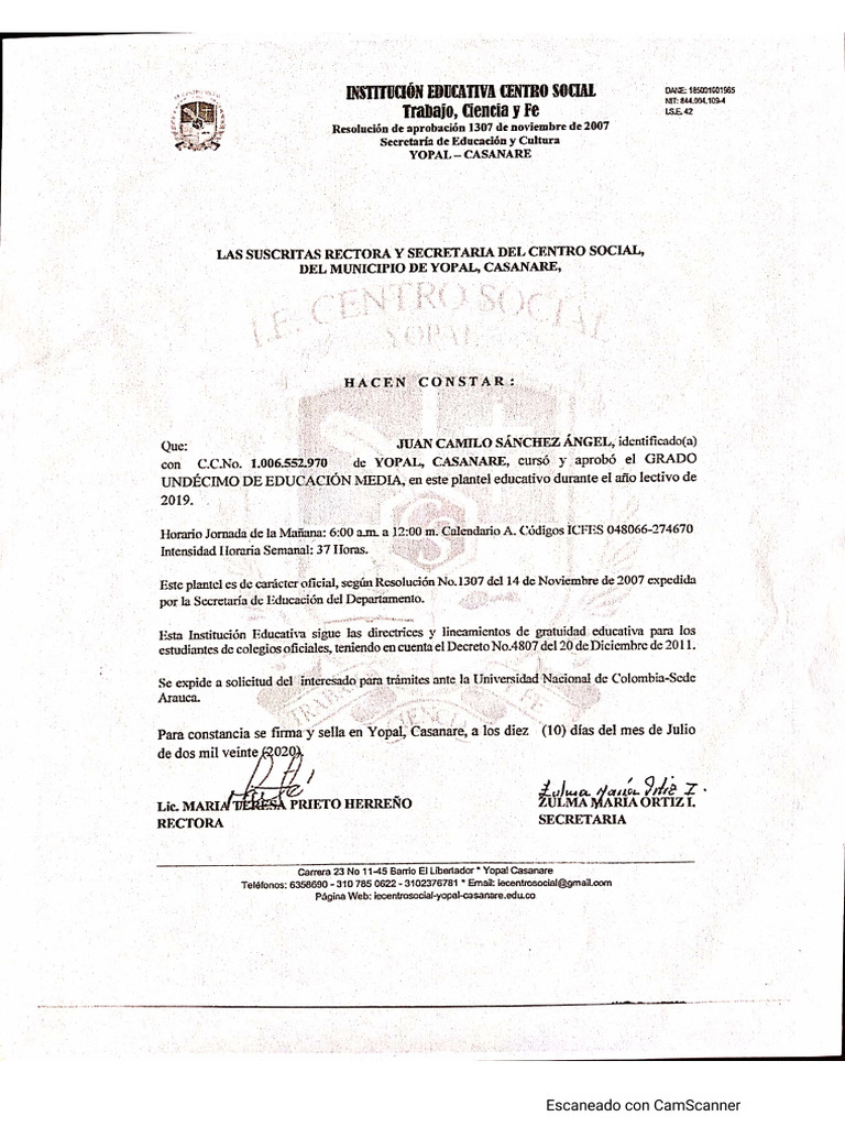 Constancia Original Expedida Por El Colegio | PDF