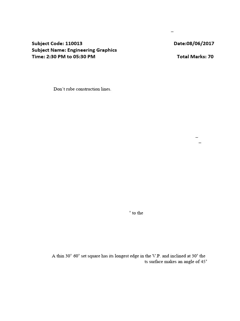 Engineering Graphics Exam Paper 2017 | PDF | Geometry | Elementary Geometry