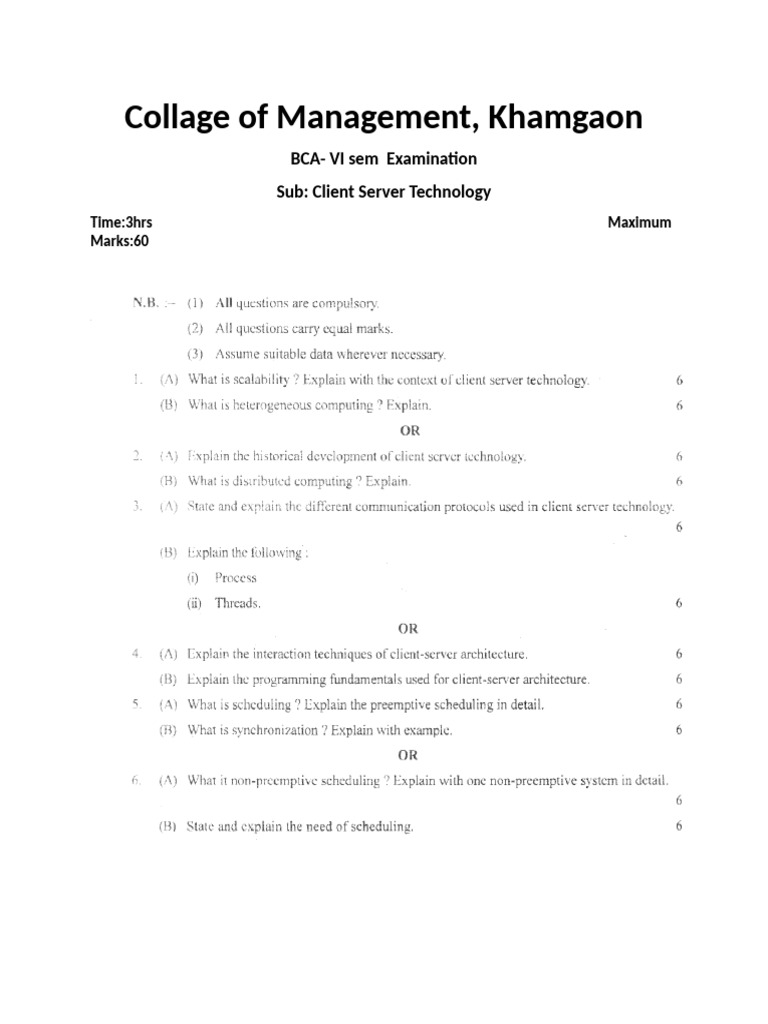 Client Server Technology-Paper24 | PDF
