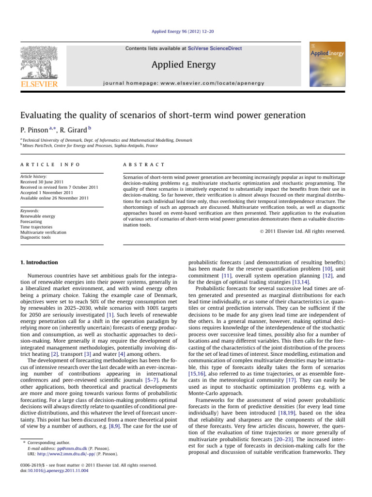 Evaluating Short-Term Wind Power Scenarios | PDF | Normal Distribution ...