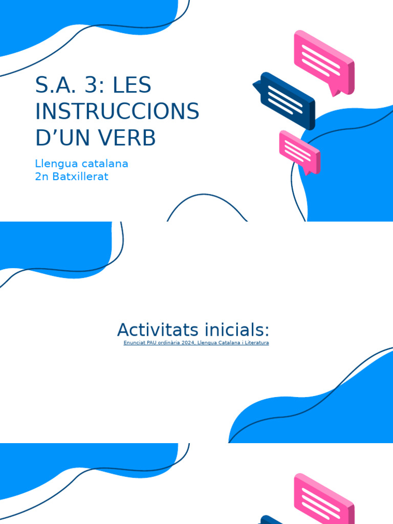 S.A. Les Intruccions Dun Verb (Català 2n BAT) | PDF