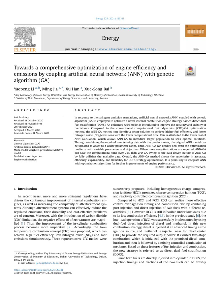 Engine Efficiency Optimization Using ANN-GA | PDF | Diesel Engine | Engines
