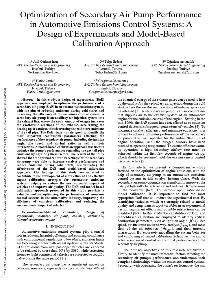 Optimizing Secondary Air Pump for Emissions | PDF | Exhaust Gas | Engines