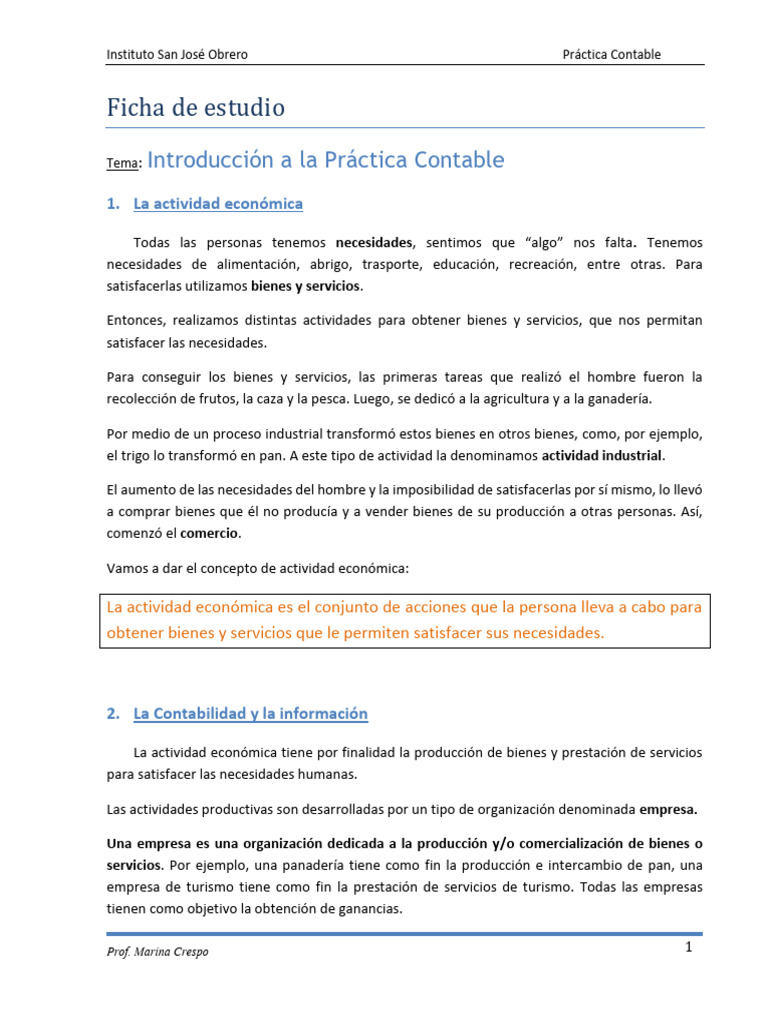 Introduccion A La Practica Contable Ficha de Estudio | PDF ...