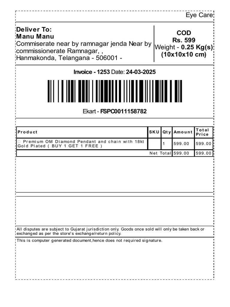 Eye Care Product Invoices Summary | PDF