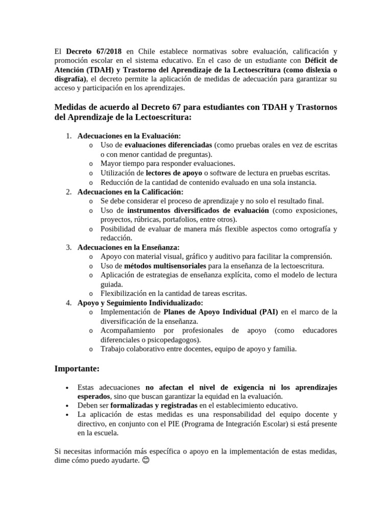 El Decreto 67 | PDF | Plan de estudios | Desorden hiperactivo y deficit ...