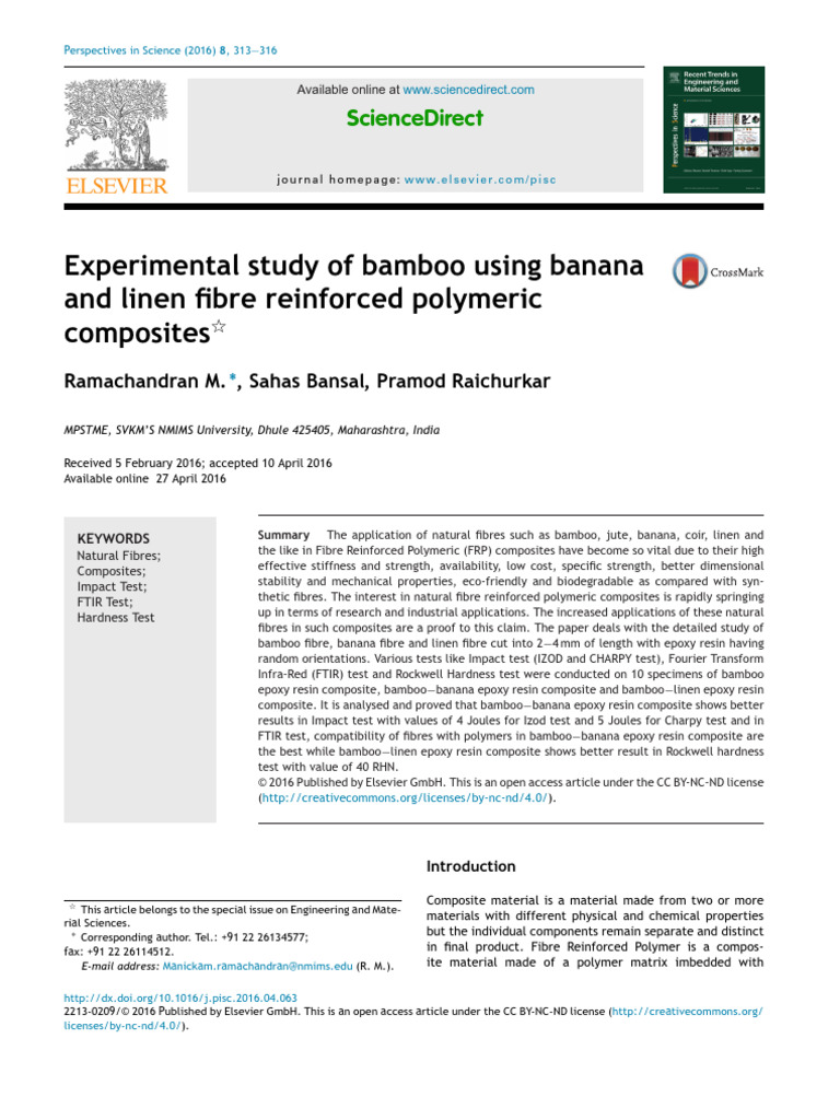 Bamboo and Banana Fiber Composites Study | PDF | Fibers | Composite ...