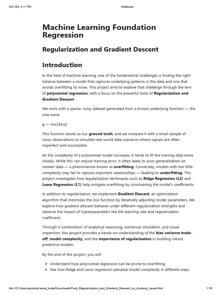 Regularization & Gradient Descent | PDF | Statistical Inference ...