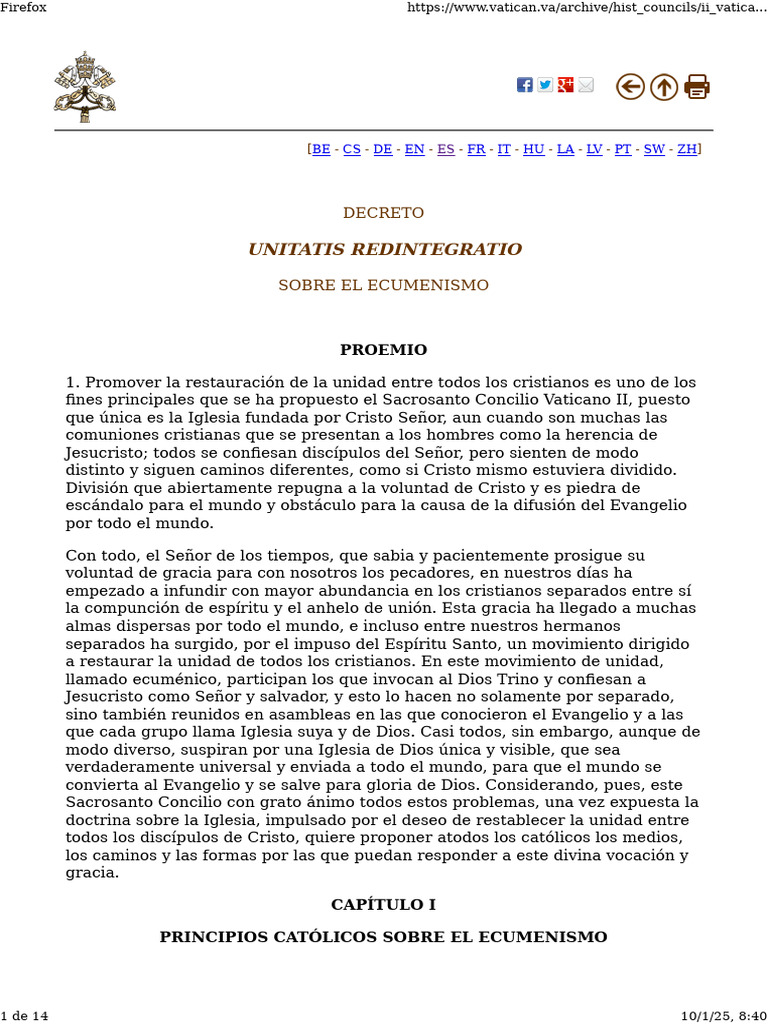 Ecumenismo: Unidad en la Iglesia Católica | PDF | Cristo (título ...