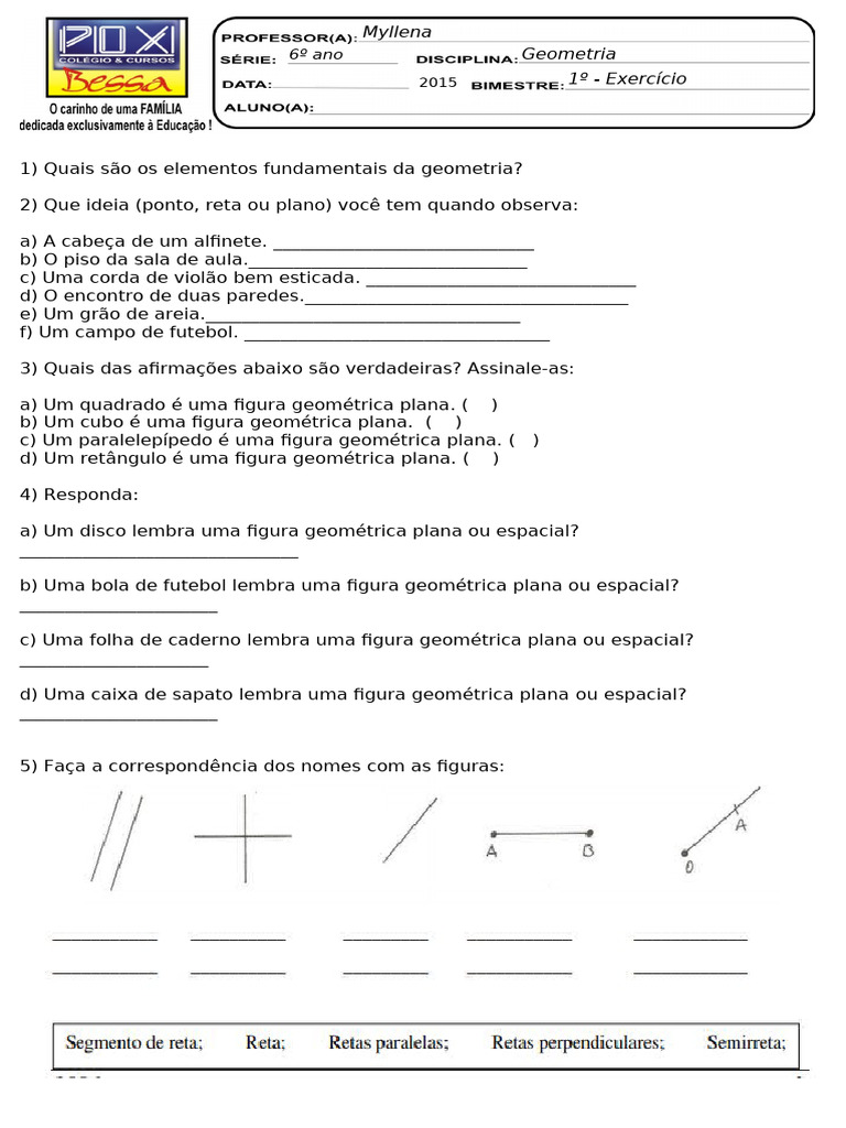 Geometria: Figuras e Exercícios para 6º Ano | PDF