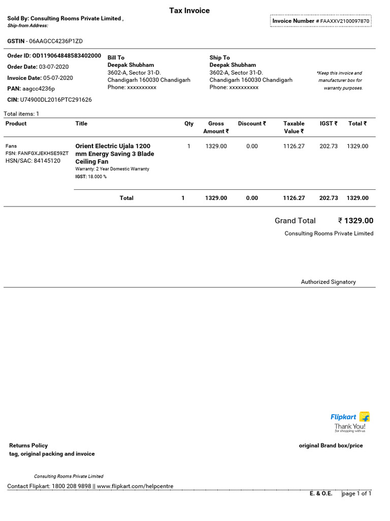 orient fan invoice | PDF | Economies | Payments