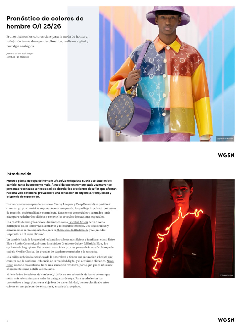 Colores clave para hombre O/I 25/26 | PDF | Color