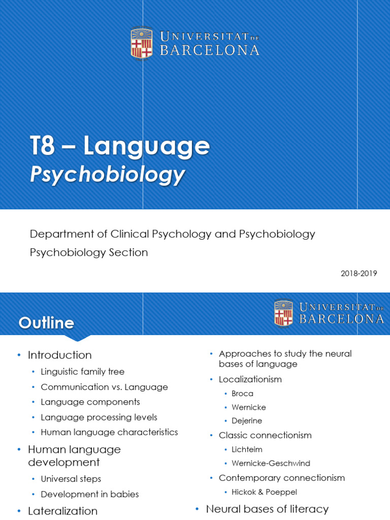 En T8 Language Pbio 2324 | PDF | Lateralization Of Brain Function | Speech
