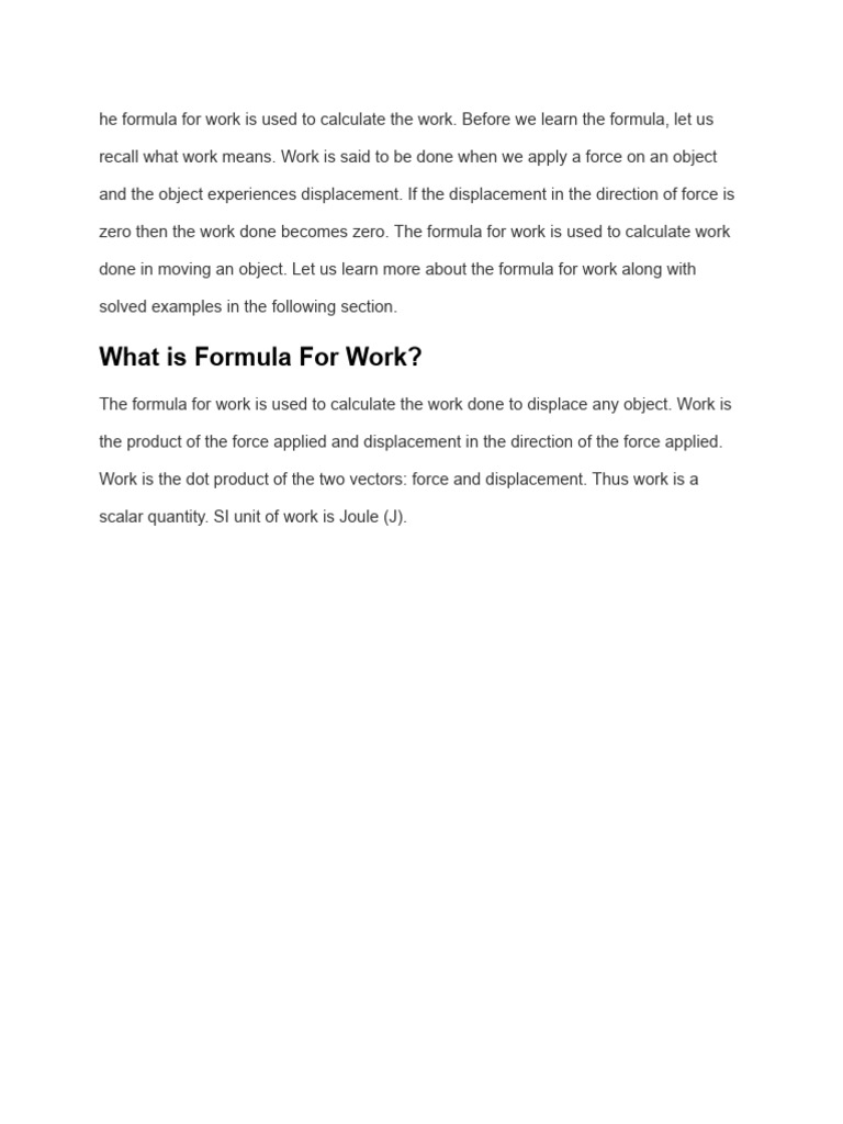 Understanding the Work Formula Explained | PDF