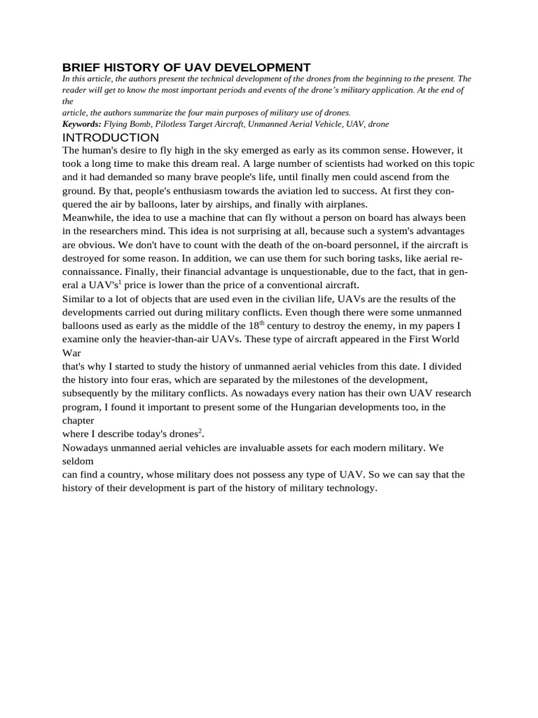 UAV Development: A Historical Overview | PDF | Unmanned Aerial Vehicle ...