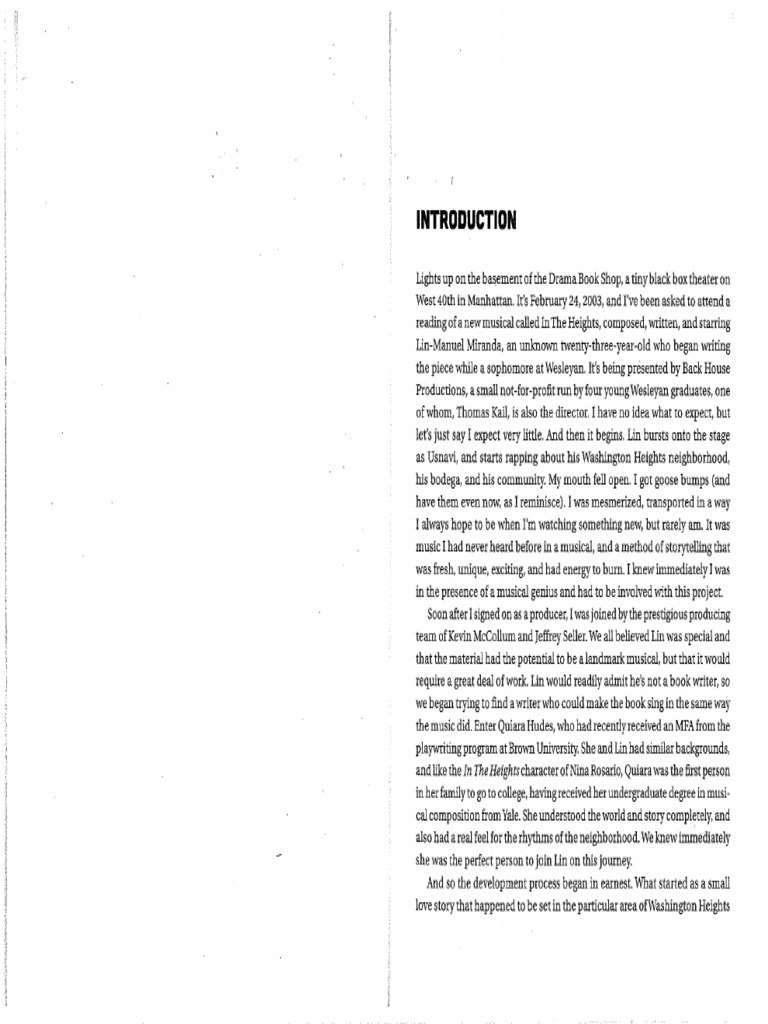 In The Heights Stage Book and Lyrics PDF