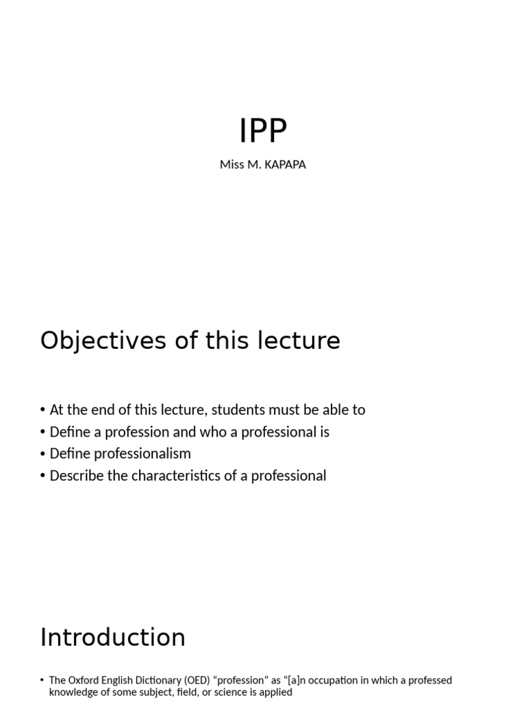 IPP | PDF | Profession