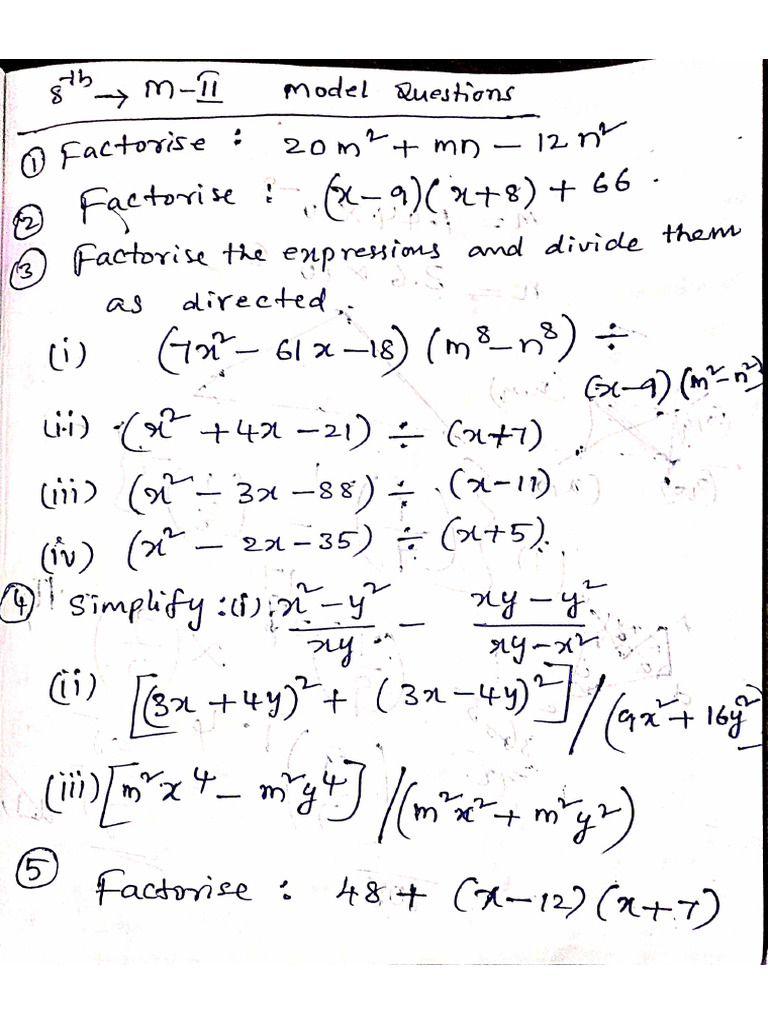 8th M2 Model Questions | PDF