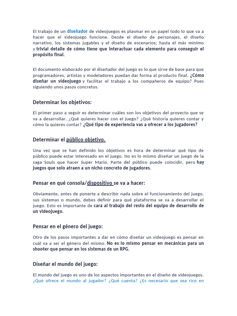 Videojuego | PDF | Diseño de juego | Videojuegos