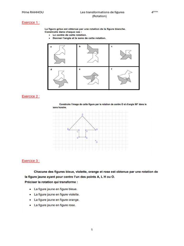 Exercices de rotation en maths 4ème | PDF