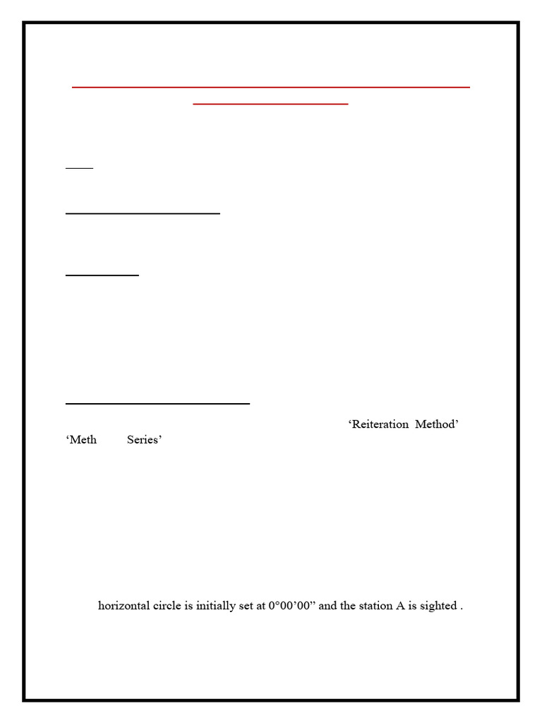 Measuring Horizontal Angles: Reiteration Method | PDF | Angle